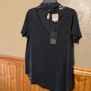 Chaser Gray Cut Out Short Sleeve Tee